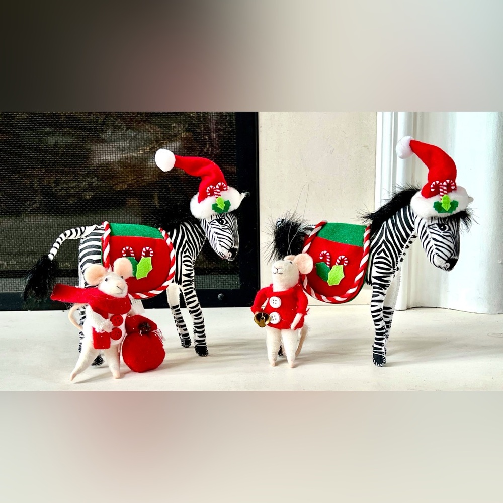 Festive Zebras and Mice Christmas Décor Set, Annalee™️